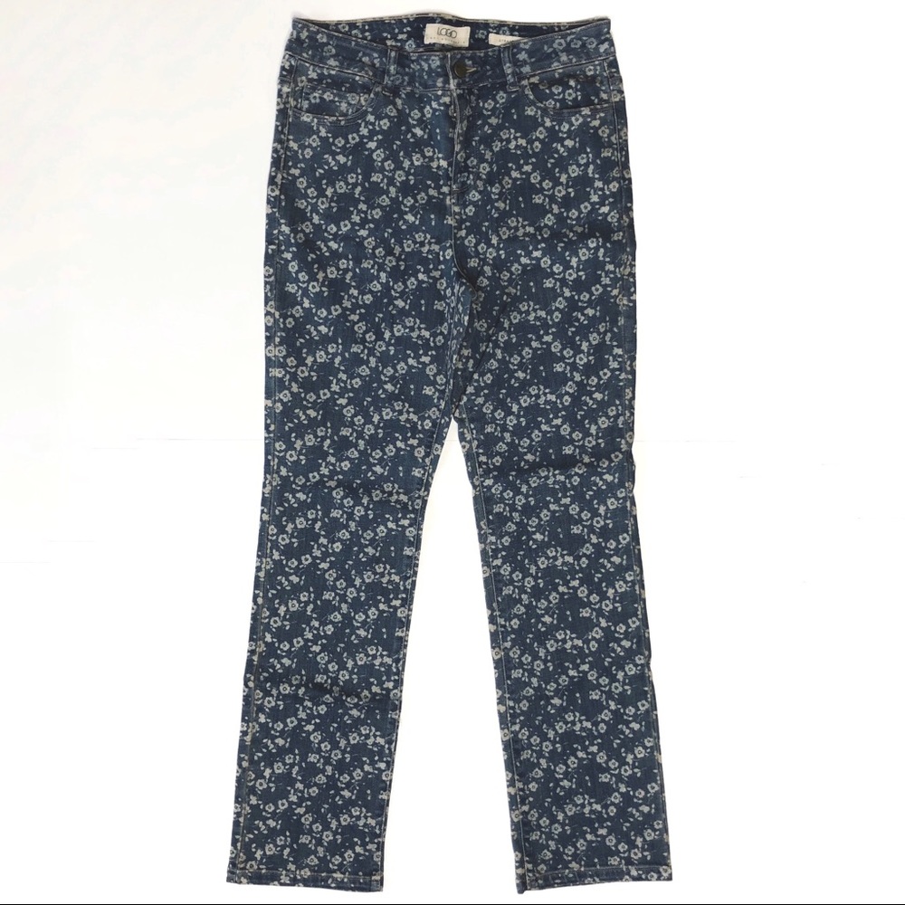 LOGO by Lori Goldstein | Straight Leg Floral Jeans